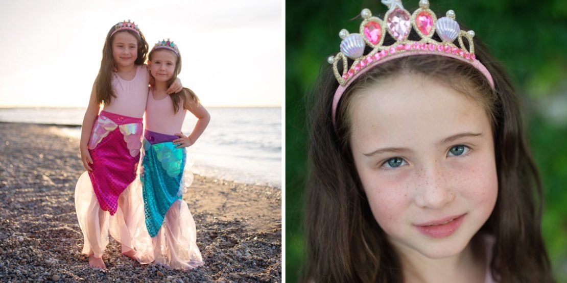 Mermaid Glimmer Skirts with Headband in Pink or Lilac/Blue