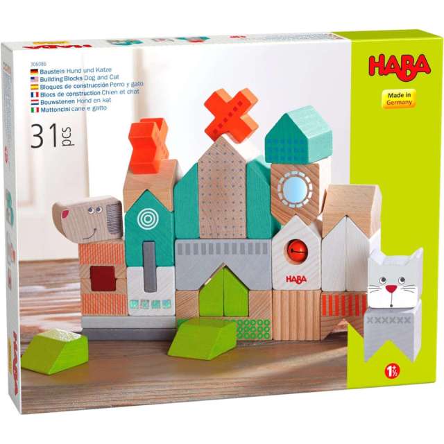 Haba Dog & Cat Wooden Block Building Set