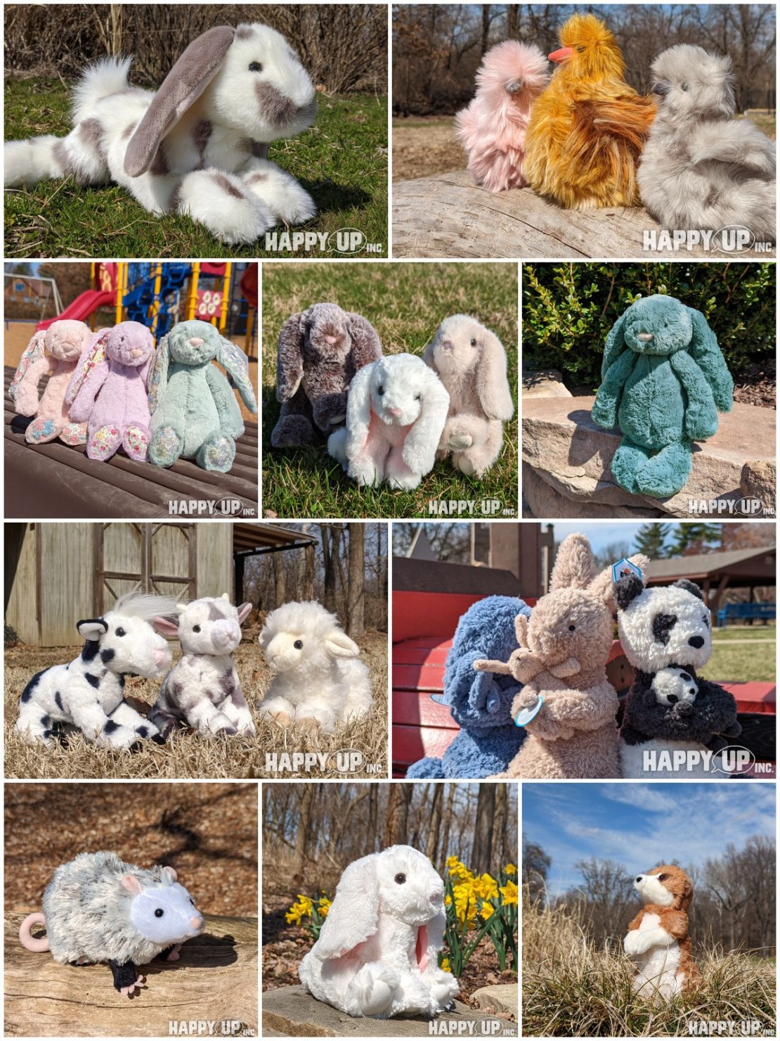 Bunny rabbits, baby farm animals, hens and chicks, adorable possum plush, and more!