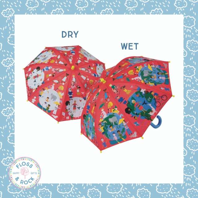 Floss & Rock Child Sized Color Changing Umbrella - One World