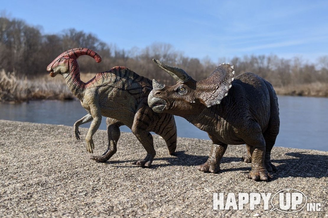 Papo Dinosaurs enjoy a walk at Edwardsville's Watershed Nature Center