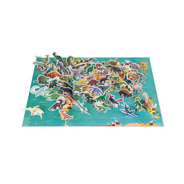 Dinosaur World Map Puzzle - 200 pc