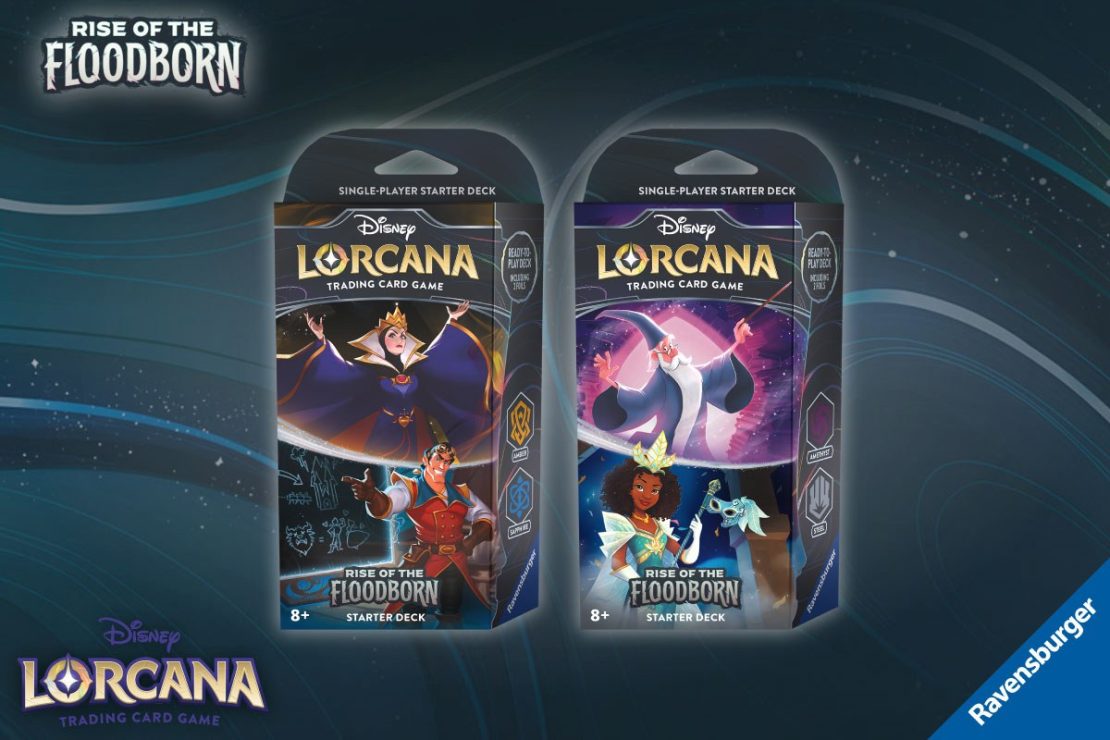 Disney Lorcana Rise of the Floodborn Starter Decks: Amber and Sapphire, Amethyst and Steel