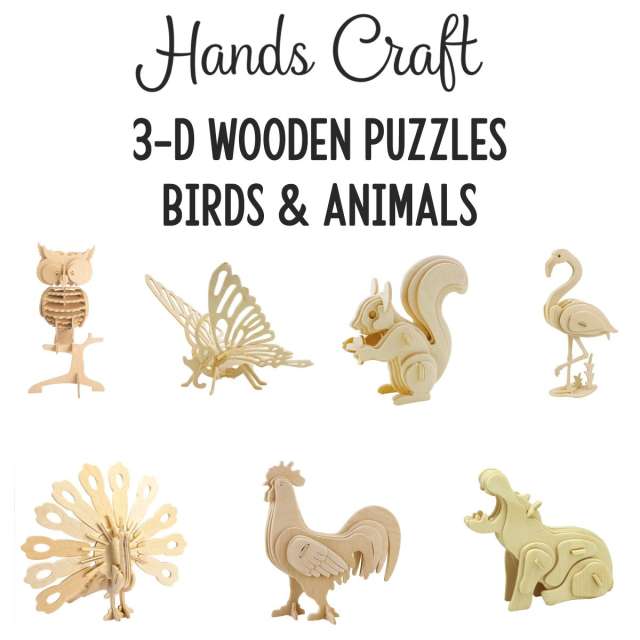 3D Wooden Puzzles - Birds & Animals