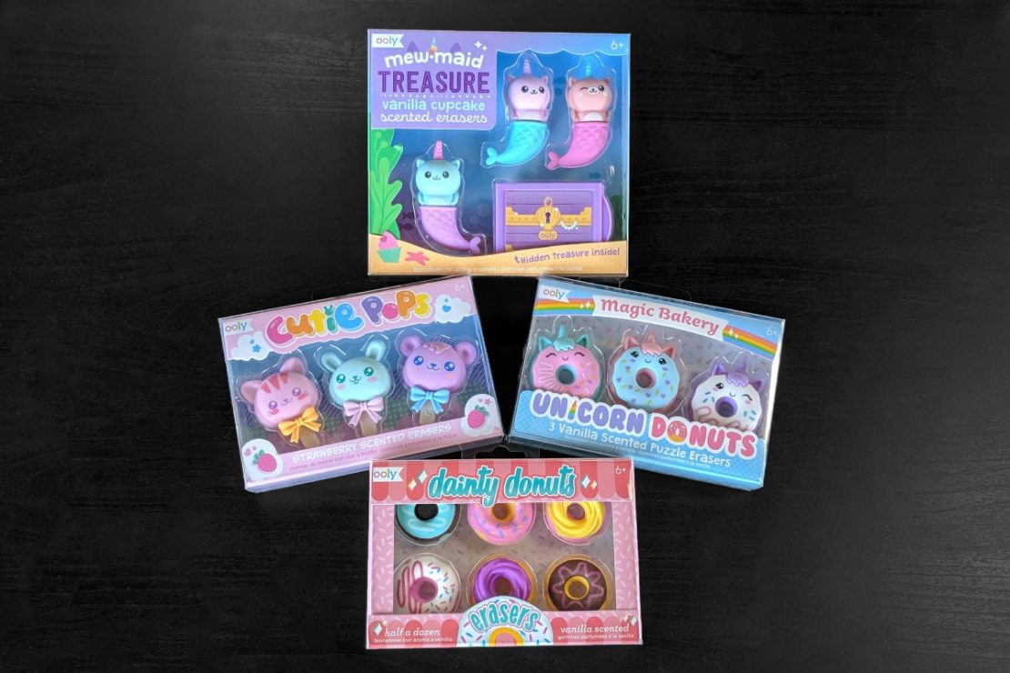 Ooly Little Erasers: Mewmaid Treasure, Cutie Pops, Unicorn Donuts, and Dainty Donuts