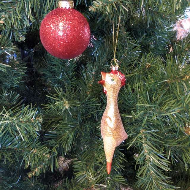 Rubber Chicken Glass Ornament