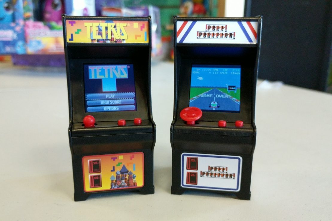 Tiny Arcade Tetris & Pole Position Keychains