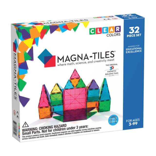 Magna-Tiles Clear Colors 32 Piece Set