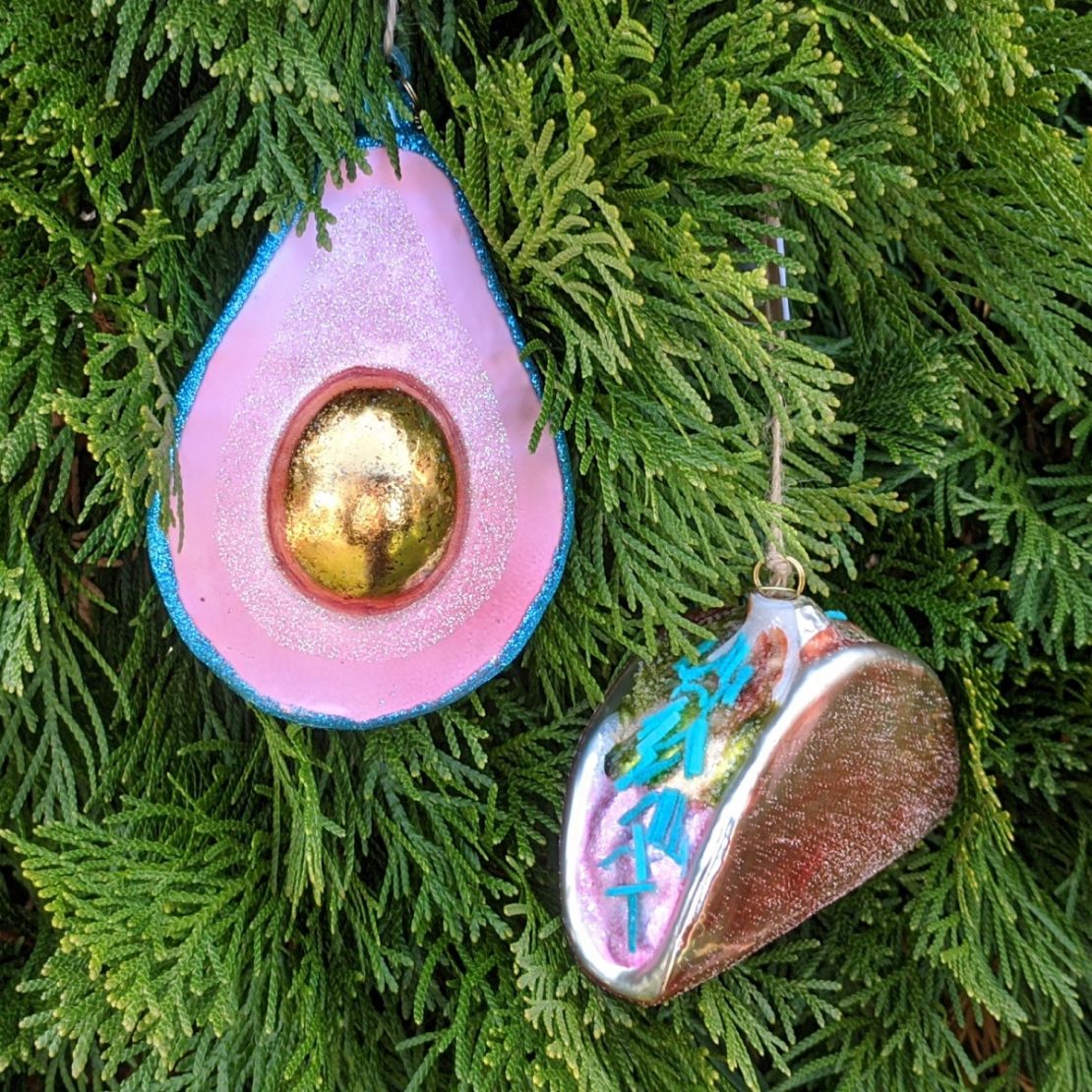 Avocado & Taco Holiday Ornaments