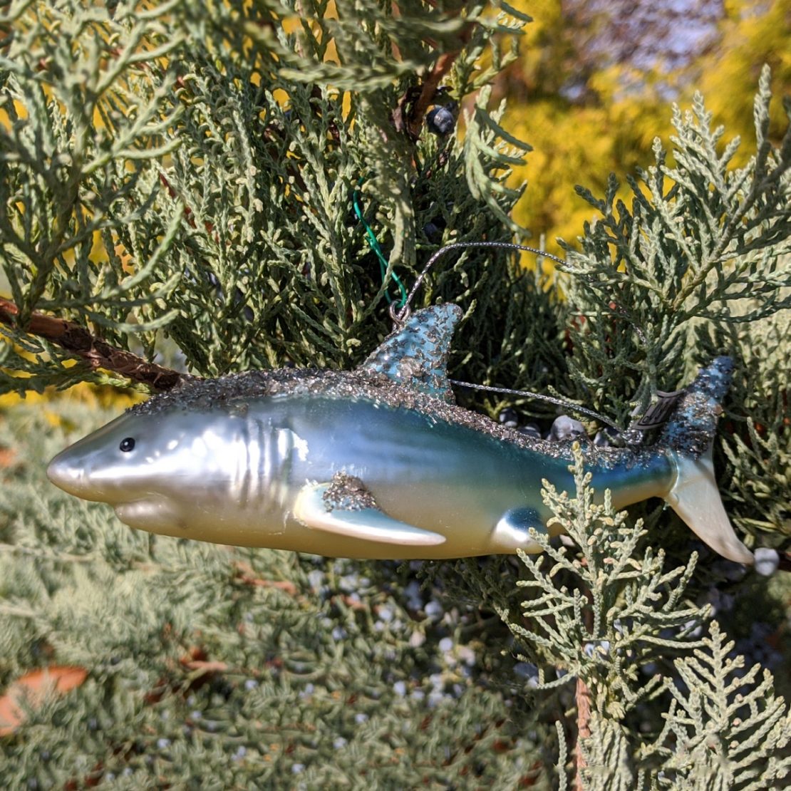 Sparkly Shark Holiday Ornament